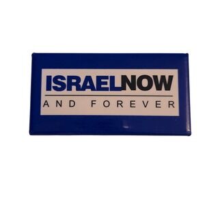 VTG Israel Now And Forever‎ Rectangular Blue White Statement Pin Back Badge